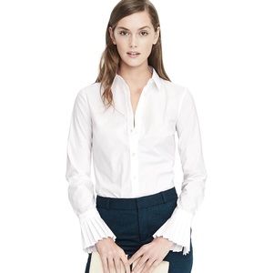 Banana Republic White Pleat Cuff Riley Button Down
